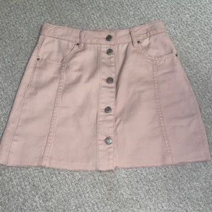 Lulu’s Light Pink Blush Button Front Denim Skirt